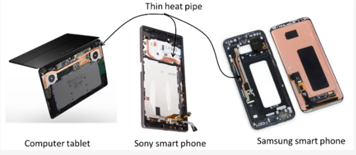 在轻薄平板電(diàn)脑与手机中使用(yòng)薄热管的部分(fēn)案例